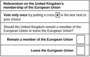 Resim: Brexit oylamasının seçim kağıdı (katılanlar ya da bilenler varsa lütfen doğrulasın)